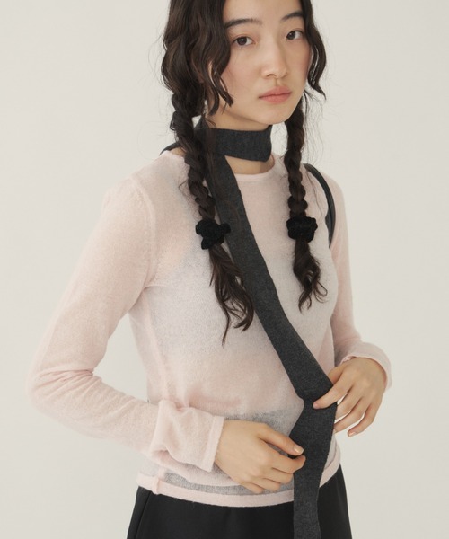 GIUNON(ジウノン)の「long sheer knit / ロングシアーニット(ニット/セーター・レディース・ピンク/ベージュ・FREE)」の10枚目の写真