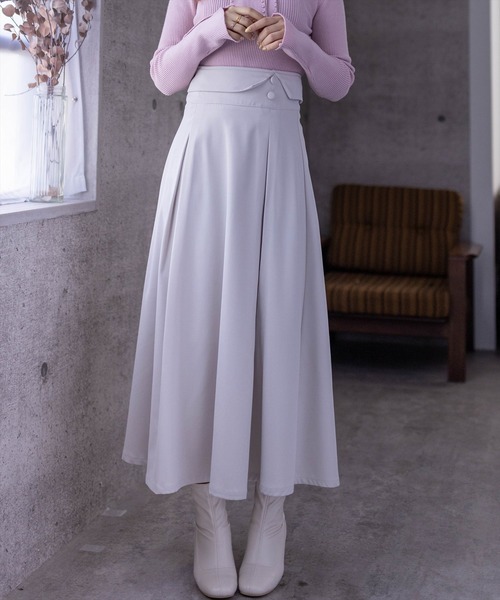 clear（クリア）の「ハイウエストタックフレアスカート[低身長用サイズ有]（スカート・レディース・ブルーグレー/チャコールグレー/サンドベージュ・S/M/XS）」の3枚目の写真