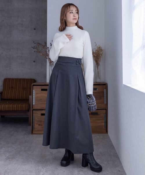 clear（クリア）の「ハイウエストタックフレアスカート[低身長用サイズ有]（スカート・レディース・ブルーグレー/チャコールグレー/サンドベージュ・S/M/XS）」の4枚目の写真