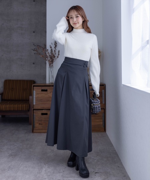 clear（クリア）の「ハイウエストタックフレアスカート[低身長用サイズ有]（スカート・レディース・ブルーグレー/チャコールグレー/サンドベージュ・S/M/XS）」の5枚目の写真
