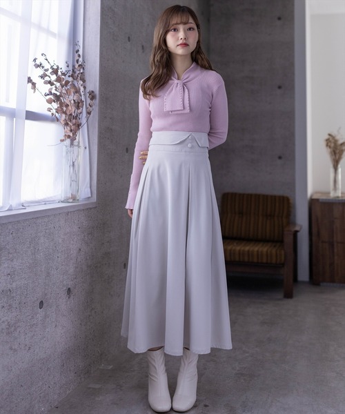 clear（クリア）の「ハイウエストタックフレアスカート[低身長用サイズ有]（スカート・レディース・ブルーグレー/チャコールグレー/サンドベージュ・S/M/XS）」の8枚目の写真