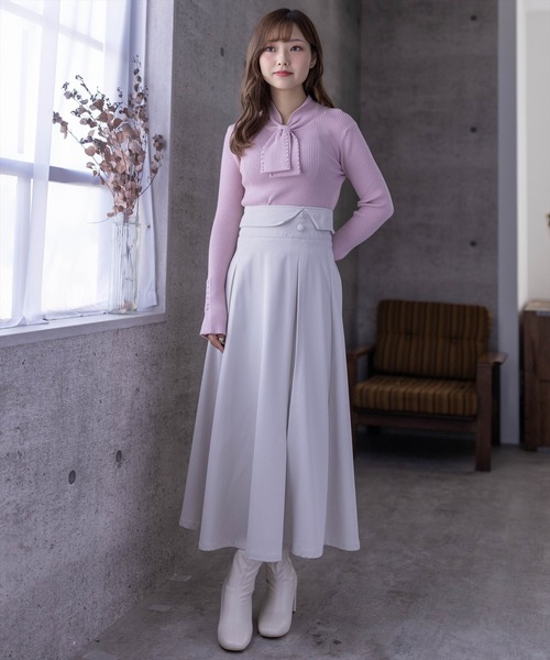 clear（クリア）の「ハイウエストタックフレアスカート[低身長用サイズ有]（スカート・レディース・ブルーグレー/チャコールグレー/サンドベージュ・S/M/XS）」の9枚目の写真