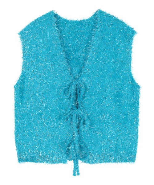 miette（ミエット）の「2wayリボンラメシャギーニットベスト（ベスト・レディース・ブラック/ブルー/ホワイト/ピンク・FREE）」の20枚目の写真