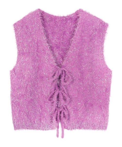 miette（ミエット）の「2wayリボンラメシャギーニットベスト（ベスト・レディース・ブラック/ブルー/ホワイト/ピンク・FREE）」の21枚目の写真