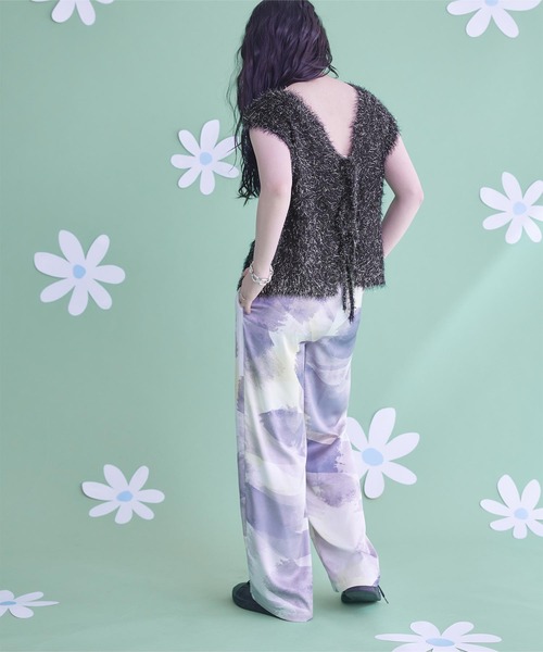 miette（ミエット）の「2wayリボンラメシャギーニットベスト（ベスト・レディース・ブラック/ブルー/ホワイト/ピンク・FREE）」の7枚目の写真