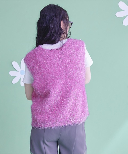 miette（ミエット）の「2wayリボンラメシャギーニットベスト（ベスト・レディース・ブラック/ブルー/ホワイト/ピンク・FREE）」の17枚目の写真