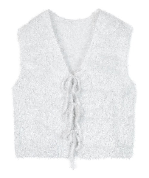 miette（ミエット）の「2wayリボンラメシャギーニットベスト（ベスト・レディース・ブラック/ブルー/ホワイト/ピンク・FREE）」の18枚目の写真