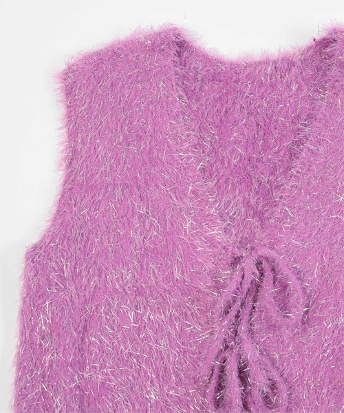 miette（ミエット）の「2wayリボンラメシャギーニットベスト（ベスト・レディース・ブラック/ブルー/ホワイト/ピンク・FREE）」の10枚目の写真