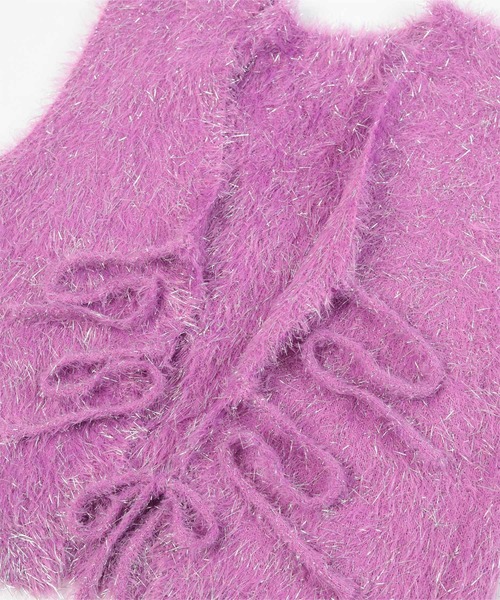 miette（ミエット）の「2wayリボンラメシャギーニットベスト（ベスト・レディース・ブラック/ブルー/ホワイト/ピンク・FREE）」の11枚目の写真