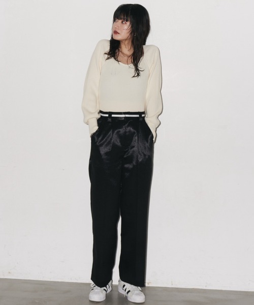 Auntie Rosa Holiday（アンティローザホリデー）の「サテンワイドスラックスパンツ / サイズ展開あり（スラックス・レディース・ブラック/シルバー・MEDIUM/SMALL）」の8枚目の写真