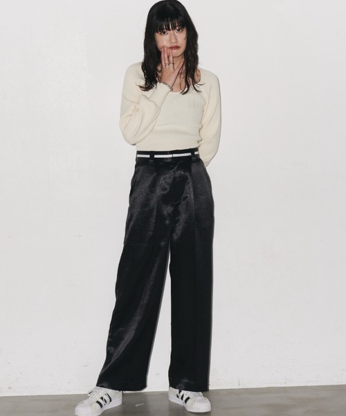 Auntie Rosa Holiday（アンティローザホリデー）の「サテンワイドスラックスパンツ / サイズ展開あり（スラックス・レディース・ブラック/シルバー・MEDIUM/SMALL）」の7枚目の写真