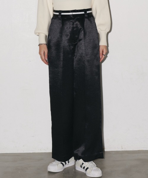 Auntie Rosa Holiday（アンティローザホリデー）の「サテンワイドスラックスパンツ / サイズ展開あり（スラックス・レディース・ブラック/シルバー・MEDIUM/SMALL）」の3枚目の写真