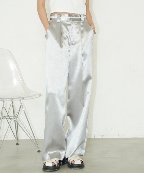 Auntie Rosa Holiday（アンティローザホリデー）の「サテンワイドスラックスパンツ / サイズ展開あり（スラックス・レディース・ブラック/シルバー・MEDIUM/SMALL）」の22枚目の写真