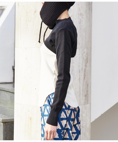 Settimissimo(セッティミッシモ)の「ITALYショートニット プルオーバー(ニット/セーター・レディース・グレー/ブラック・FREE)」の16枚目の写真