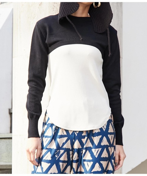 Settimissimo(セッティミッシモ)の「ITALYショートニット プルオーバー(ニット/セーター・レディース・グレー/ブラック・FREE)」の13枚目の写真