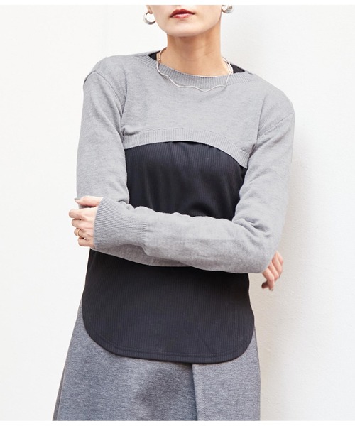 Settimissimo(セッティミッシモ)の「ITALYショートニット プルオーバー(ニット/セーター・レディース・グレー/ブラック・FREE)」の8枚目の写真