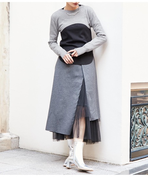 Settimissimo(セッティミッシモ)の「ITALYショートニット プルオーバー(ニット/セーター・レディース・グレー/ブラック・FREE)」の10枚目の写真