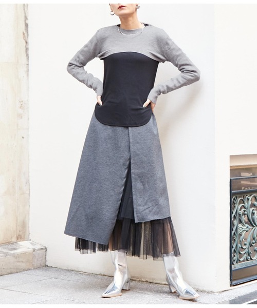 Settimissimo(セッティミッシモ)の「ITALYショートニット プルオーバー(ニット/セーター・レディース・グレー/ブラック・FREE)」の12枚目の写真