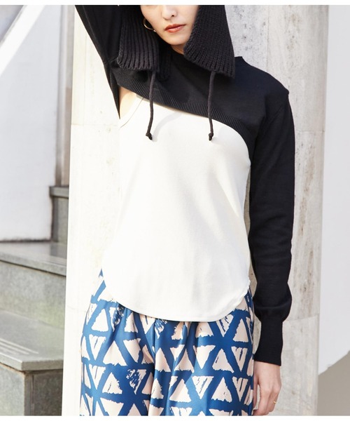 Settimissimo(セッティミッシモ)の「ITALYショートニット プルオーバー(ニット/セーター・レディース・グレー/ブラック・FREE)」の5枚目の写真