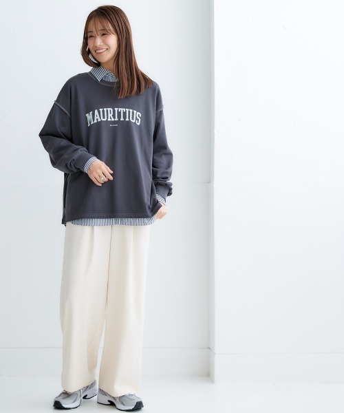 nissen(ニッセン)の「オーバーサイズシャツ(シャツ/ブラウス・レディース・ストライプ/オフホワイト/サックスブルー・L/M/S/LL)」の9枚目の写真