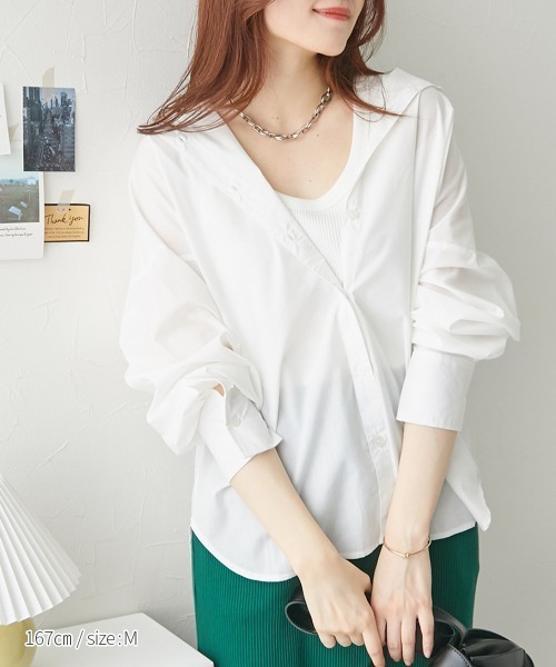 nissen(ニッセン)の「オーバーサイズシャツ(シャツ/ブラウス・レディース・ストライプ/オフホワイト/サックスブルー・L/M/S/LL)」の16枚目の写真