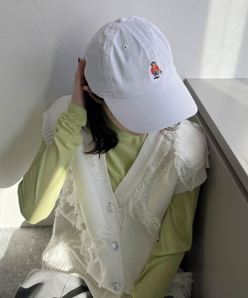 fredy emue（フレディエミュ）の「スケーターベアキャップ（キャップ・レディース・オフホワイト/チャコールグレー/サックスブルー・FREE）」の2枚目の写真