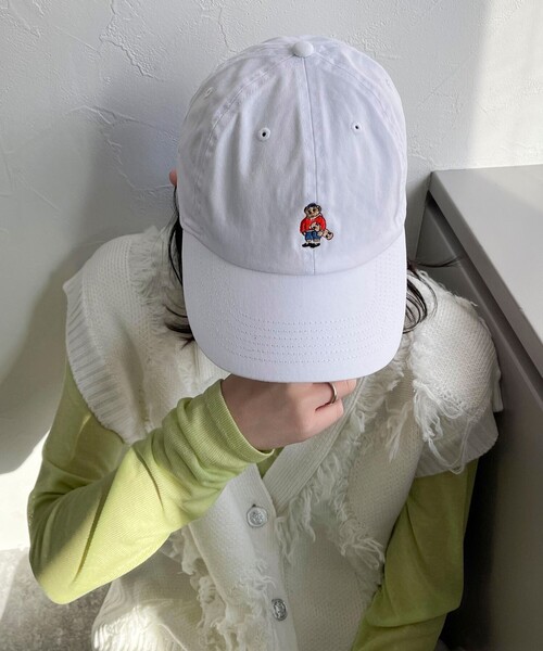 fredy emue（フレディエミュ）の「スケーターベアキャップ（キャップ・レディース・オフホワイト/チャコールグレー/サックスブルー・FREE）」の4枚目の写真