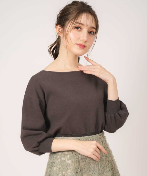 NOELA(ノエラ)の「ボートネックドルマンニット(ニット/セーター・レディース・ピンク/オフホワイト/オレンジ/カーキ・フリー)」の3枚目の写真