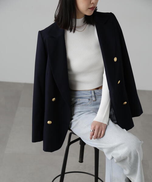 FREE'S MART（フリーズマート）の「ダブルブレストジャケット（テーラードジャケット・レディース・ネイビー/ブラウン系その他2/ブラウン系その他・MEDIUM/SMALL）」の12枚目の写真