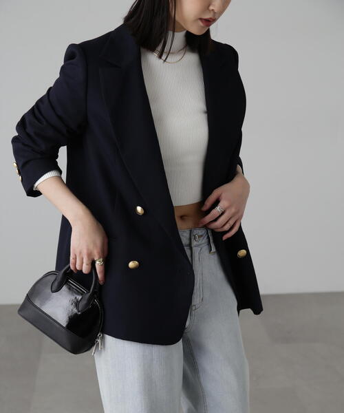 FREE'S MART（フリーズマート）の「ダブルブレストジャケット（テーラードジャケット・レディース・ネイビー/ブラウン系その他2/ブラウン系その他・MEDIUM/SMALL）」の14枚目の写真