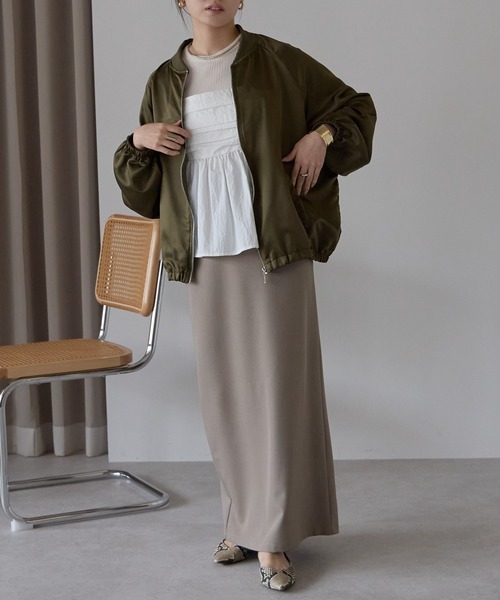 Fizz（フィズ）の「サテンライクオーバーサイズブルゾン（ブルゾン・レディース・ブラック/ピンク/ベージュ/ホワイト/カーキ/チャコール/アイボリー・M/FREE）」の22枚目の写真