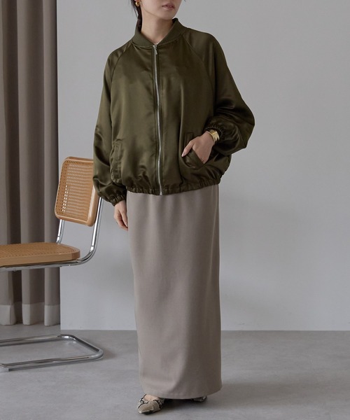 Fizz（フィズ）の「サテンライクオーバーサイズブルゾン（ブルゾン・レディース・ブラック/ピンク/ベージュ/ホワイト/カーキ/チャコール/アイボリー・M/FREE）」の20枚目の写真