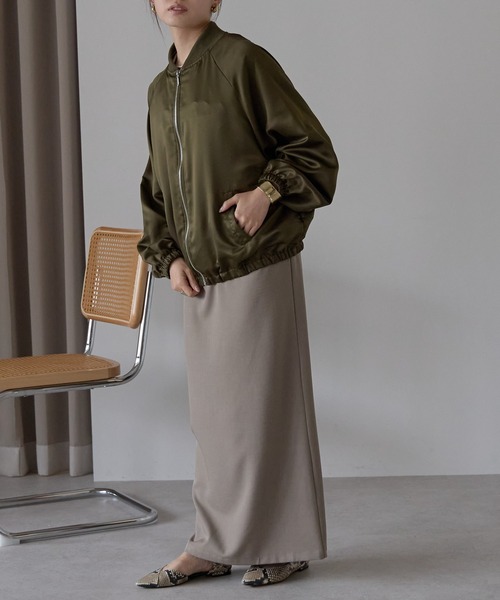 Fizz（フィズ）の「サテンライクオーバーサイズブルゾン（ブルゾン・レディース・ブラック/ピンク/ベージュ/ホワイト/カーキ/チャコール/アイボリー・M/FREE）」の19枚目の写真