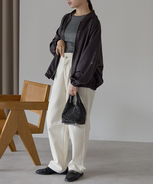 セール】サテンライクオーバーサイズブルゾン（ブルゾン）｜Fizz