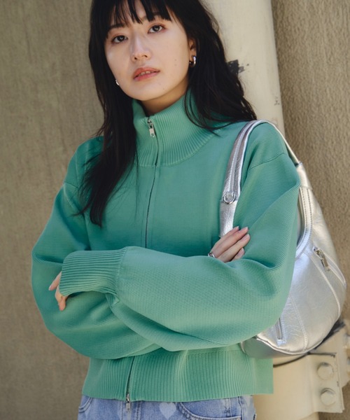 Auntie Rosa Holiday（アンティローザホリデー）の「ダブルジップカーディガン（カーディガン/ボレロ・レディース・ブラック/グリーン/オフホワイト・FREE）」の8枚目の写真