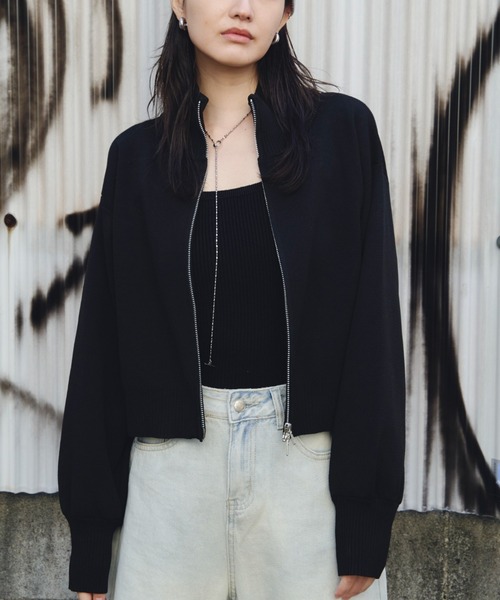 Auntie Rosa Holiday（アンティローザホリデー）の「ダブルジップカーディガン（カーディガン/ボレロ・レディース・ブラック/グリーン/オフホワイト・FREE）」の4枚目の写真