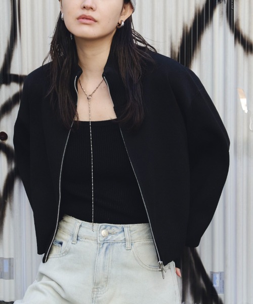 Auntie Rosa Holiday（アンティローザホリデー）の「ダブルジップカーディガン（カーディガン/ボレロ・レディース・ブラック/グリーン/オフホワイト・FREE）」の10枚目の写真