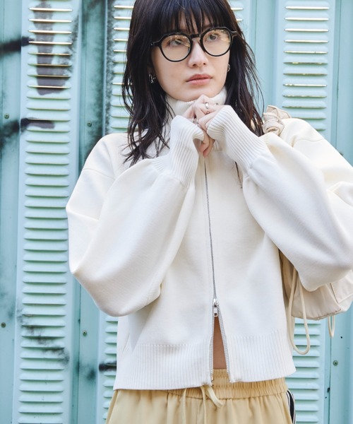 Auntie Rosa Holiday（アンティローザホリデー）の「ダブルジップカーディガン（カーディガン/ボレロ・レディース・ブラック/グリーン/オフホワイト・FREE）」の6枚目の写真