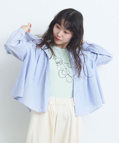 bulle de savon stripe hoodie ブラウス bulle de savon（ビュルデサボン）の「stripe hoodie ブラウス