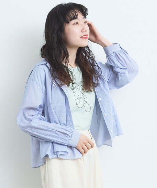 bulle de savon(ビュルデサボン)の「stripe hoodie ブラウス(シャツ/ブラウス・レディース・ブルー/ピンク・FREE)」の15枚目の写真
