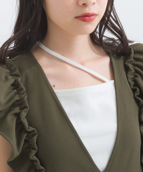 terrace(テラス)の「カットジョーゼット フリルオーバーオール(サロペット/オーバーオール・レディース・カーキ/ブラック/ネイビー・MEDIUM)」の18枚目の写真