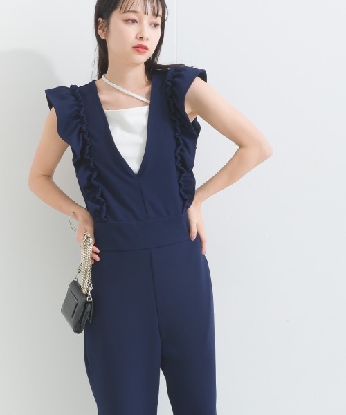 terrace(テラス)の「カットジョーゼット フリルオーバーオール(サロペット/オーバーオール・レディース・カーキ/ブラック/ネイビー・MEDIUM)」の13枚目の写真