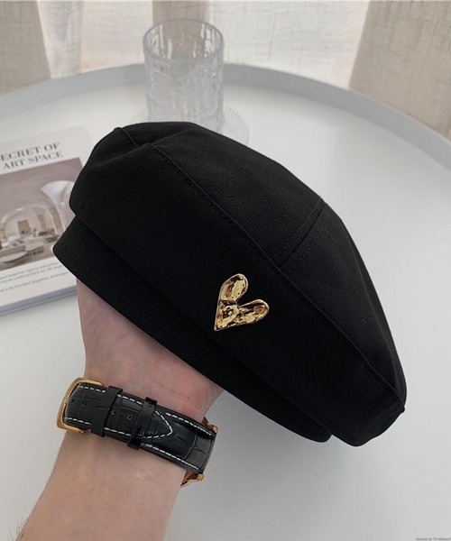 TONE SELECT GOODS（トーンセレクトグッズ）の「pur chouchou/ハートモチーフ  ベレー帽 P4161（ハンチング/ベレー帽・レディース・ベージュ/ブラウン/ダークブラウン/ブラック・FREE）」の6枚目の写真