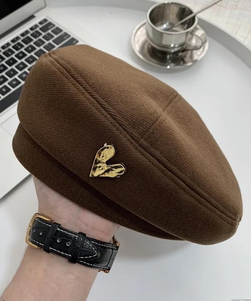 TONE SELECT GOODS（トーンセレクトグッズ）の「pur chouchou/ハートモチーフ  ベレー帽 P4161（ハンチング/ベレー帽・レディース・ベージュ/ブラウン/ダークブラウン/ブラック・FREE）」の7枚目の写真