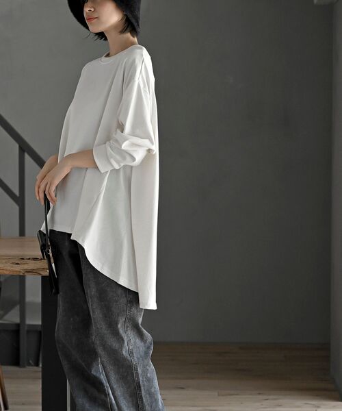 rps（アールピーエス）の「ＢＡＣＫフレアーテントラインロンＴ（Tシャツ/カットソー・レディース・チャコールグレー/ブラック/オフホワイト/ホワイト系その他2/ミント/アイボリー/その他・フリー）」の9枚目の写真