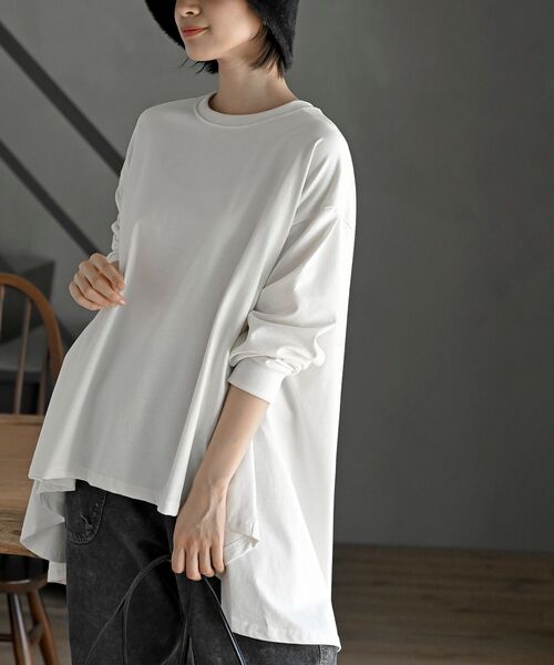 rps（アールピーエス）の「ＢＡＣＫフレアーテントラインロンＴ（Tシャツ/カットソー・レディース・チャコールグレー/ブラック/オフホワイト/ホワイト系その他2/ミント/アイボリー/その他・フリー）」の14枚目の写真