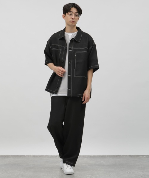Xlarge ラージ　ブラウン ステッチワークシャツ・パンツ Xlarge ラージ ブラウン ステッチワークシャツ・パンツ