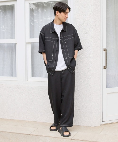 Xlarge ラージ　ブラウン ステッチワークシャツ・パンツ Xlarge ラージ ブラウン ステッチワークシャツ・パンツ