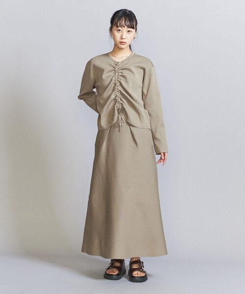 BEAUTY&YOUTH UNITED ARROWS(ビューティーアンドユースユナイテッドアローズ)の「【WEB限定】ドロースト ニットプルオーバー&フレアスカート -3WAY-(ワンピース・レディース・ネイビー/ベージュ/ブラック・FREE)」の3枚目の写真