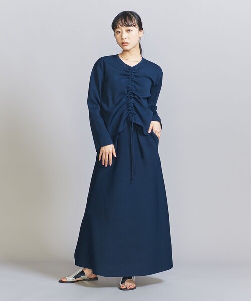 BEAUTY&YOUTH UNITED ARROWS(ビューティーアンドユースユナイテッドアローズ)の「【WEB限定】ドロースト ニットプルオーバー&フレアスカート -3WAY-(ワンピース・レディース・ネイビー/ベージュ/ブラック・FREE)」の1枚目の写真
